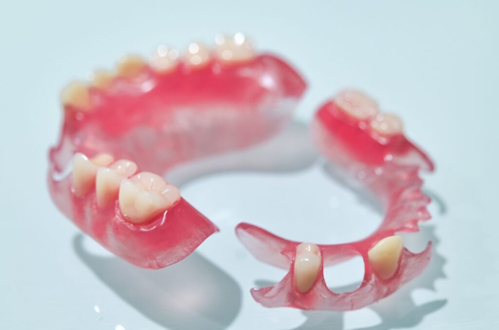 Image of partial dentures showcasing their design and structure.